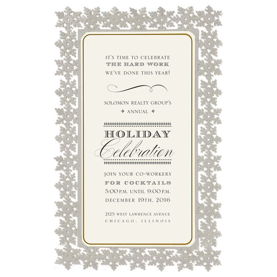 Silver Snowflake Die-cut Frame Invitations